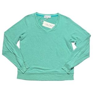 Wildfox V-Neck Baggy Beach Jumper in Jade Green NWT